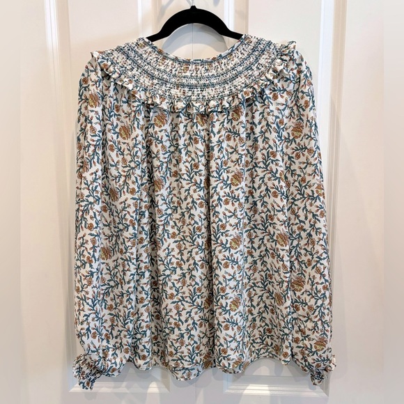 NEW Max Studio Floral Smocked Peasant Top - Picture 4 of 4